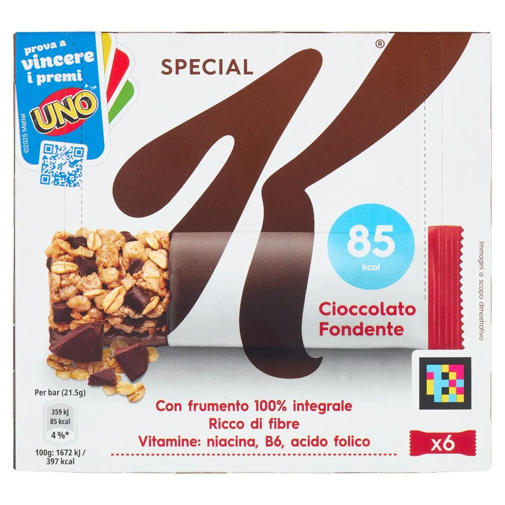 14x Kellogg's Special K barrette al Cioccolato Fondente Tablettes de chocolat noir  6 x 21,5 g