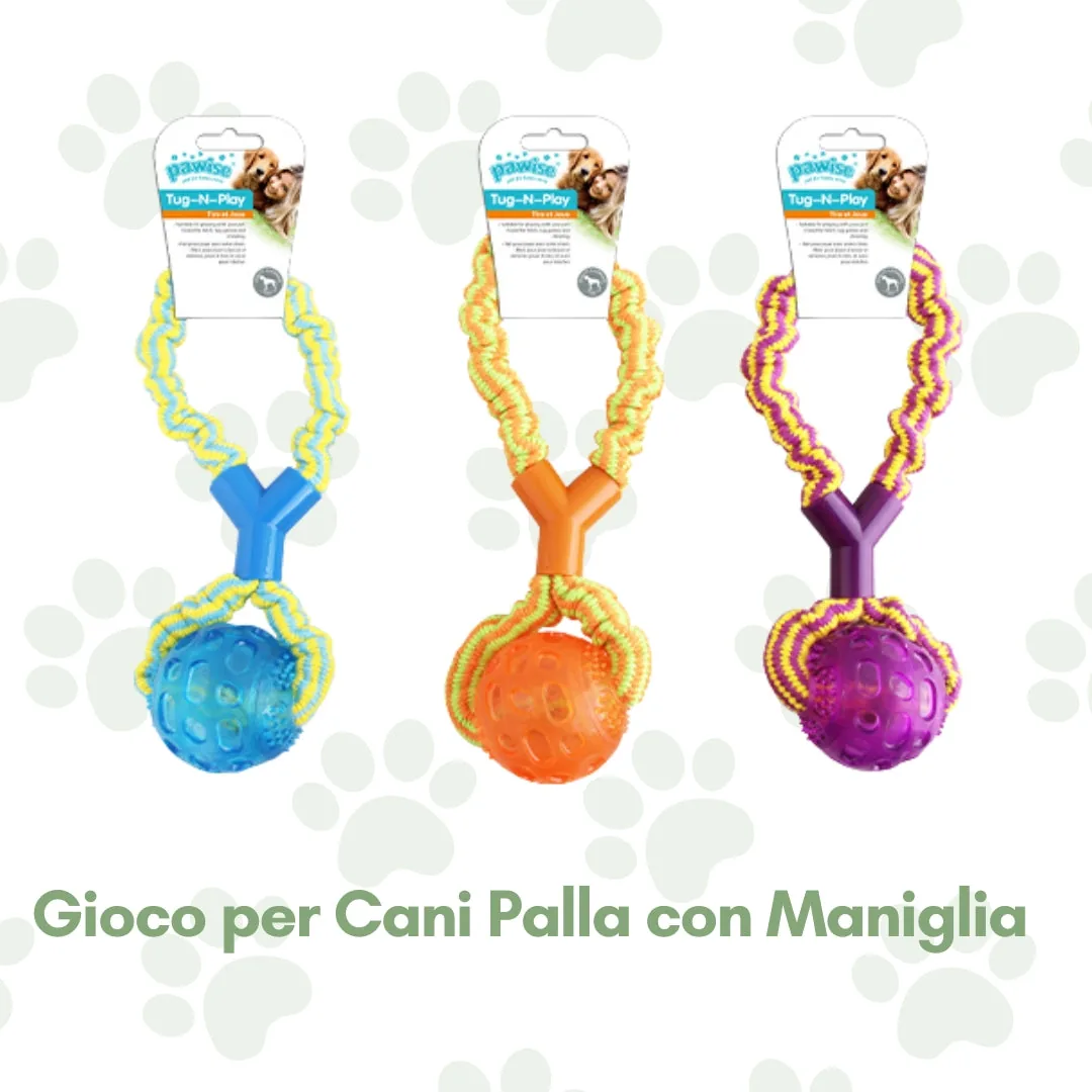 Gioco per cani con pallina e maniglia