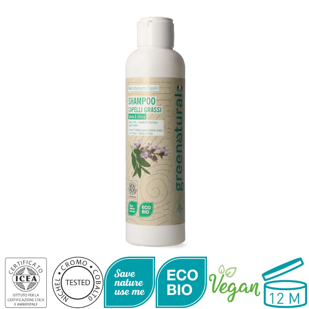 Shampoo Naturale con Salvia e Ortica - Shampoo antiforfora capelli grassi