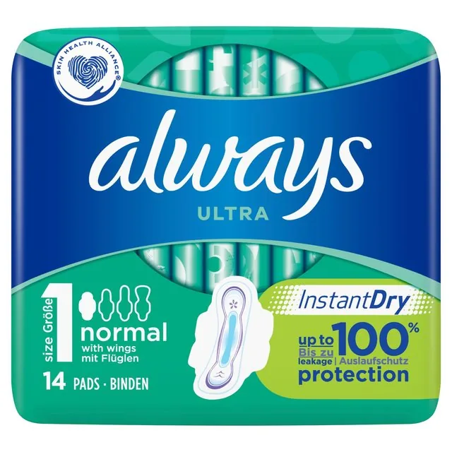 Always Sanitary Towels Ultra Normal Size 1 with Wings 14 per pack