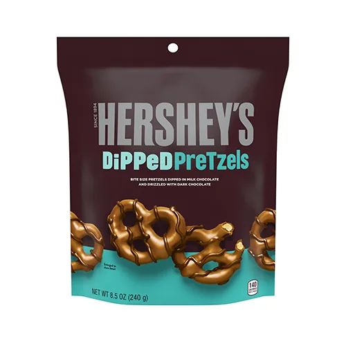 Bretzels enrobés de chocolat au lait Hershey's, bretzel enrobé de chocolat au lait et noir de 120g