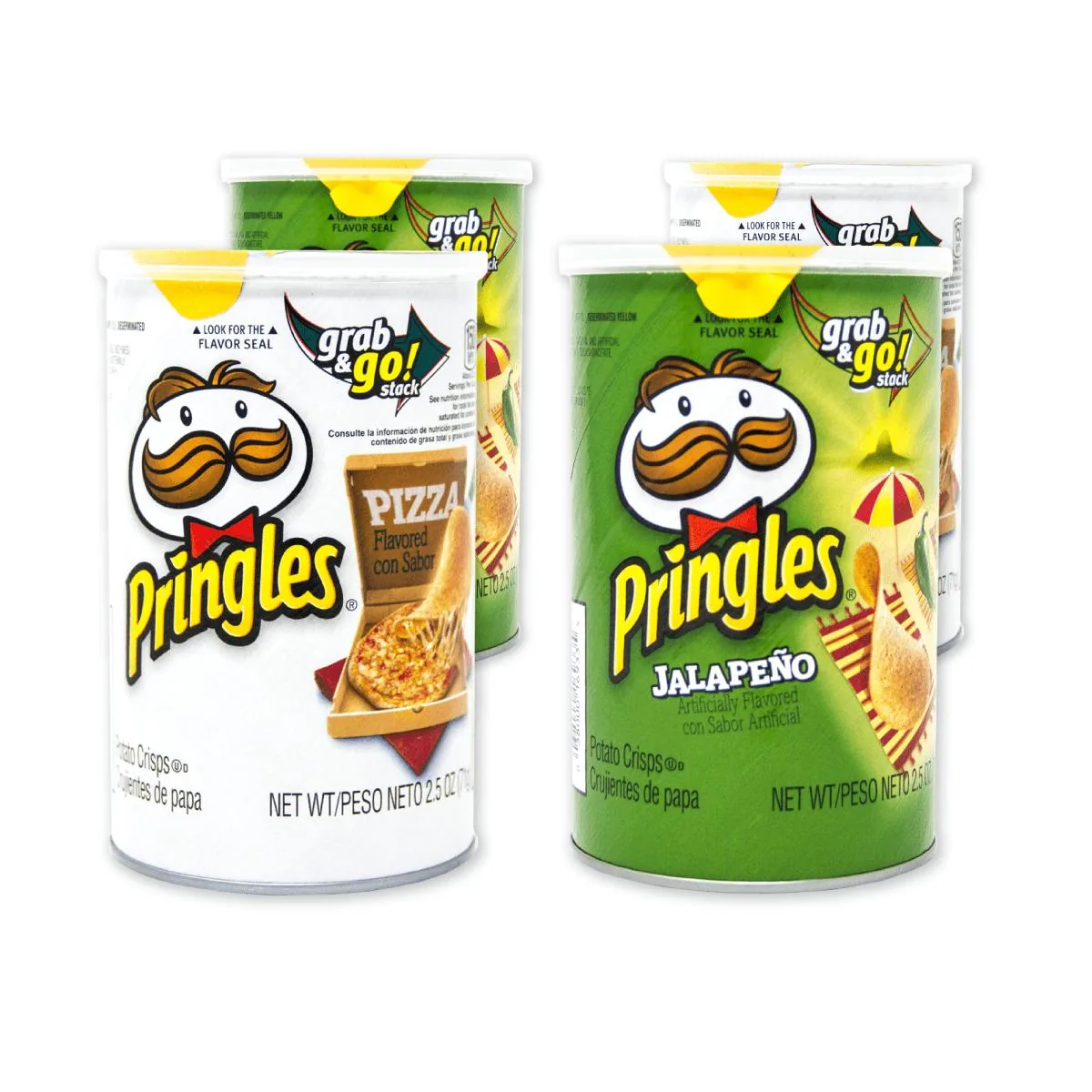 4 Pringles Grab and Go, quatre paquets de Pringles de 71g de différents goûts