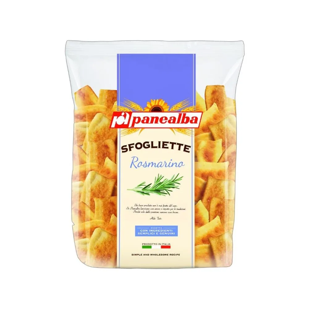 Panealba Le Sfogliette Dorate Al Rosmarino Snack Cuit Au Four Avec Grains De Sel Et Romarin 180 G