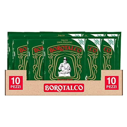 Borotalco - 10 Sachets De 120 G De Poudre De Talc Multi-Usage Très Absorbante Et Rafraîchissante Même Pour Les Peaux Sensibles