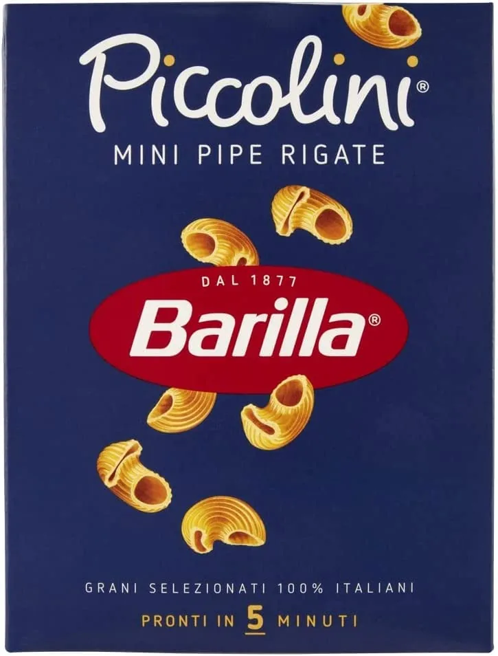 10 X Barilla Piccolini Mini Pipe Rigate Enfants Pâtes 500 G 100% Italien. Parfait Pour Les Enfants.