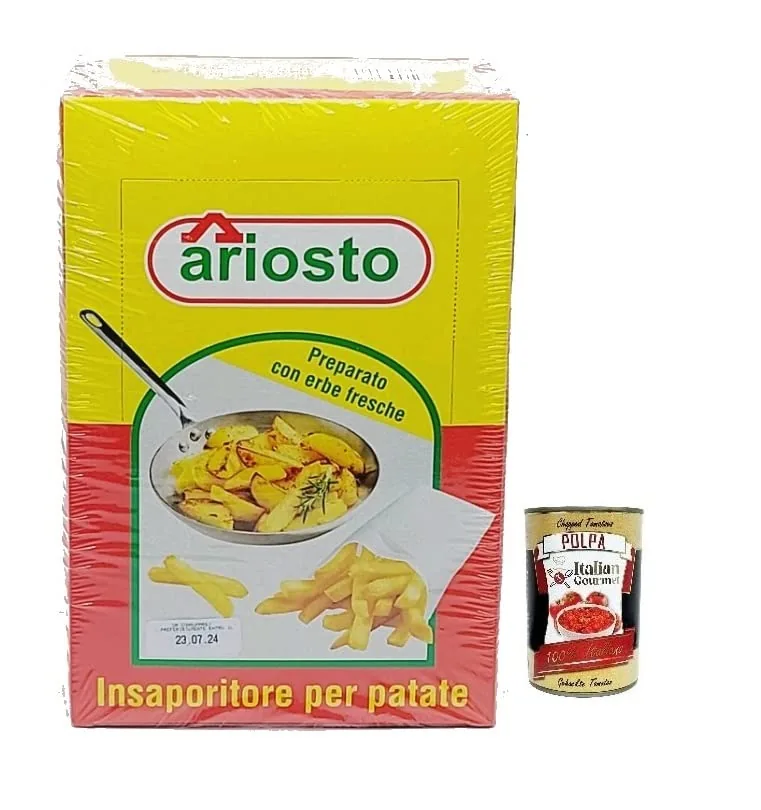 Ariosto Insaporitore Per Patate Lot De 50 Sachets De 10 G D'épices Pour Pommes De Terre + Italian Gourmet Polpa Di Pomodoro Boîte De 400 G
