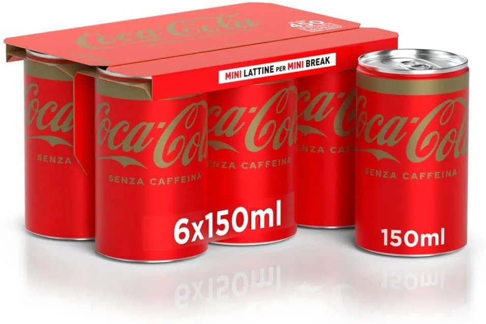 Coca Cola Mini Senza Caffeina Lot De 48 Boîtes De Boissons Gazeuses 150 Ml Sans Caféine Sans Caféine