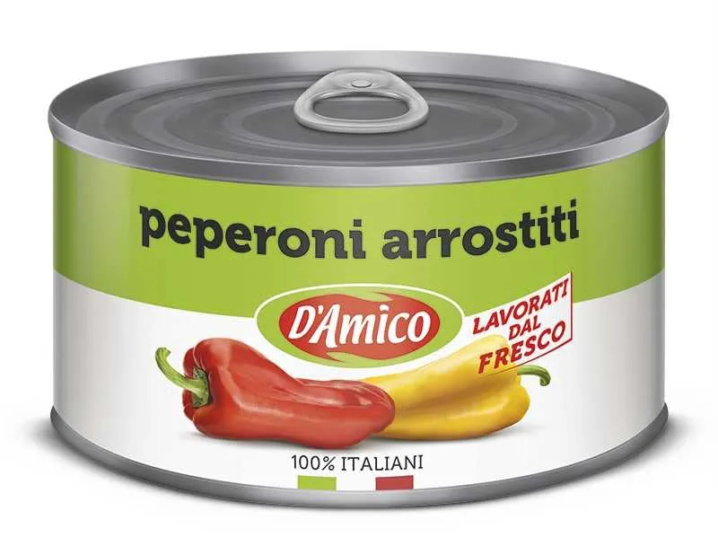 D'amico Peperoni Arrostiti Interi E Spellati Piments Rôtis Entiers Et Décortiqués Frais Préparé 400g