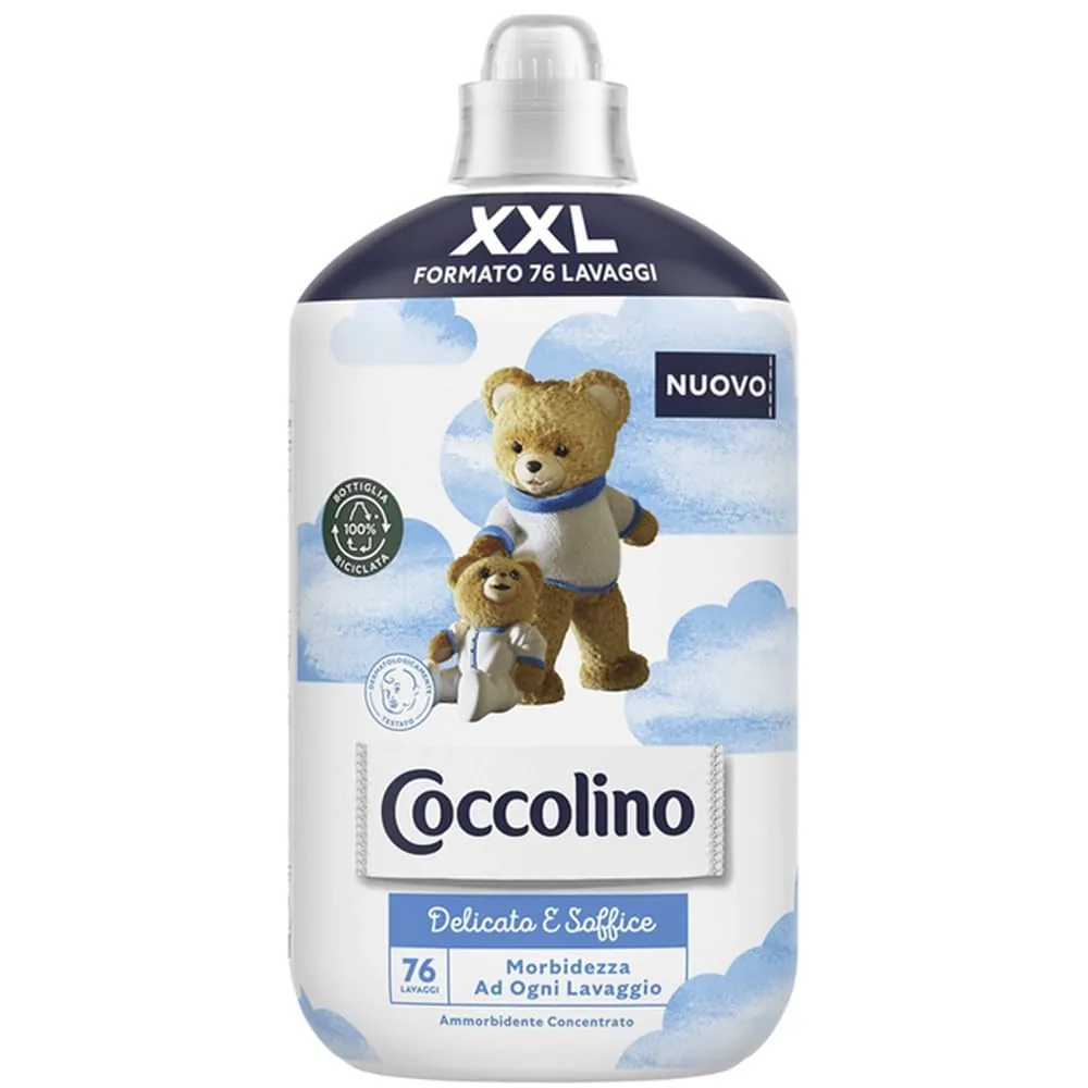 Coccolino Adoucissant Concentré Délicat Et Doux, Adoucissant Lave-Linge Hypoallergénique Et Testé Dermatologiquement, Format Xxl Jusqu'à 76 Lavages, 1750 Ml