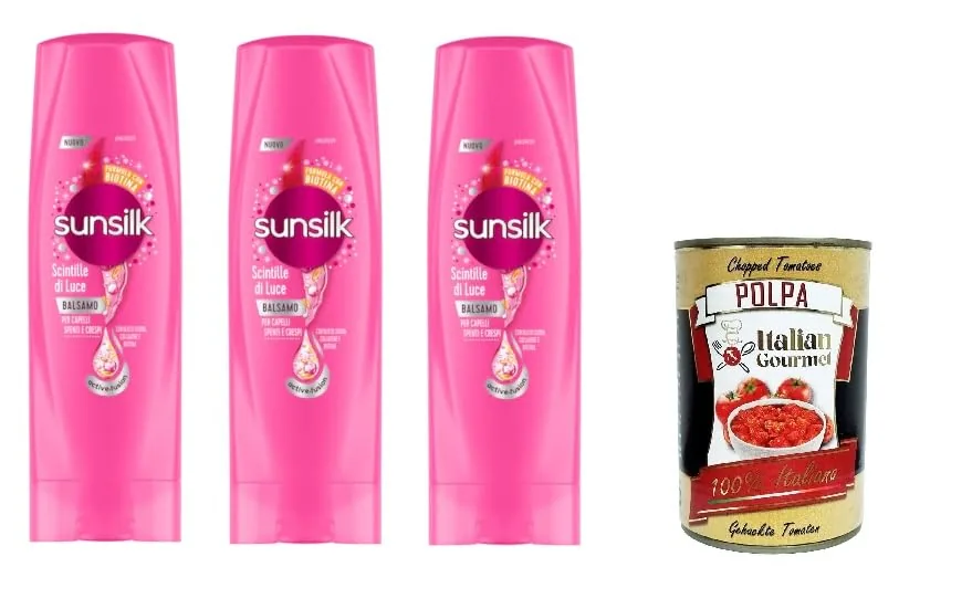 Sunsilk Balsamo Scintille Di Luce Lot De 3 Baumes Sparkles Of Light 200 Ml + Polpa Italien Gourmet 400 G