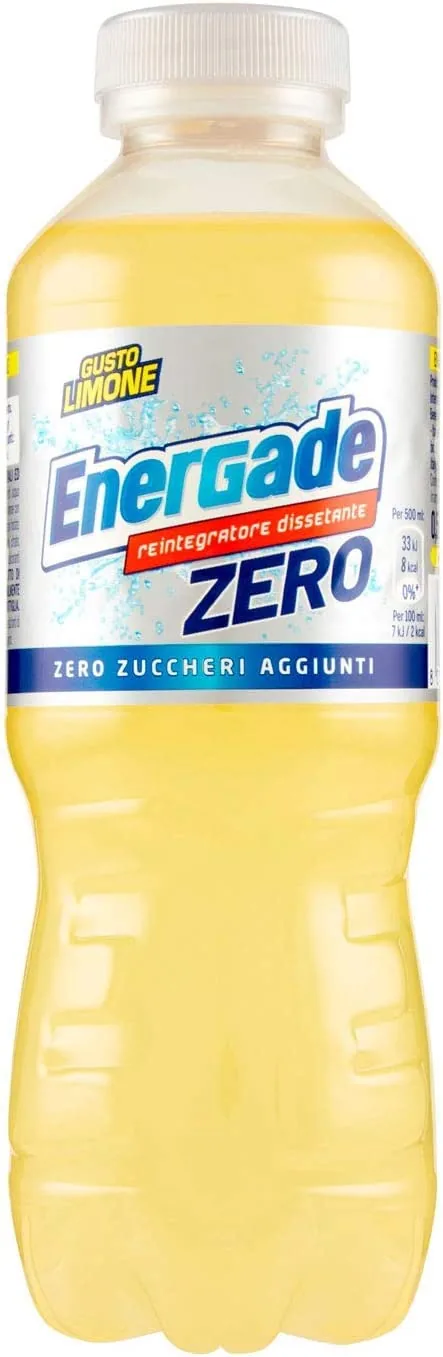 12 X Energade Zéro Citron Vert Bevanda Energetica Sans Sucre Citron Boisson Énergisante Sans Sucre 0,5 Lt