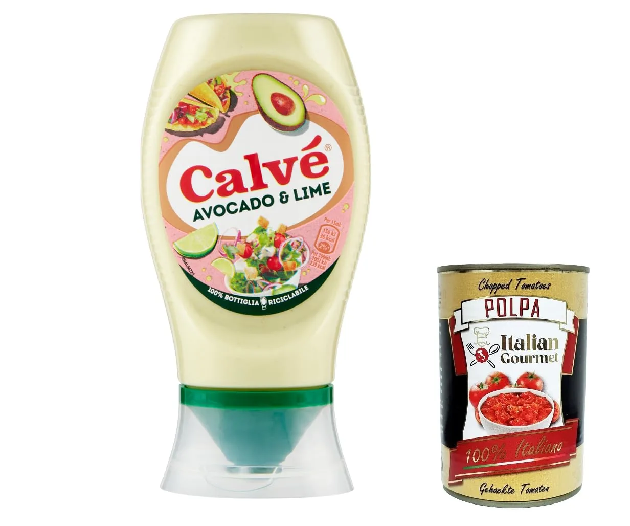 Lot De 6 Calvè Avocat Et Citron Vert Saveur Délicieuse Et Équilibrée, Sauce Idéale Pour Pokè, Taco, Nachos Et Hamburgers De Légumes, 250 Ml + Polpa Italien Gourmet 400 G