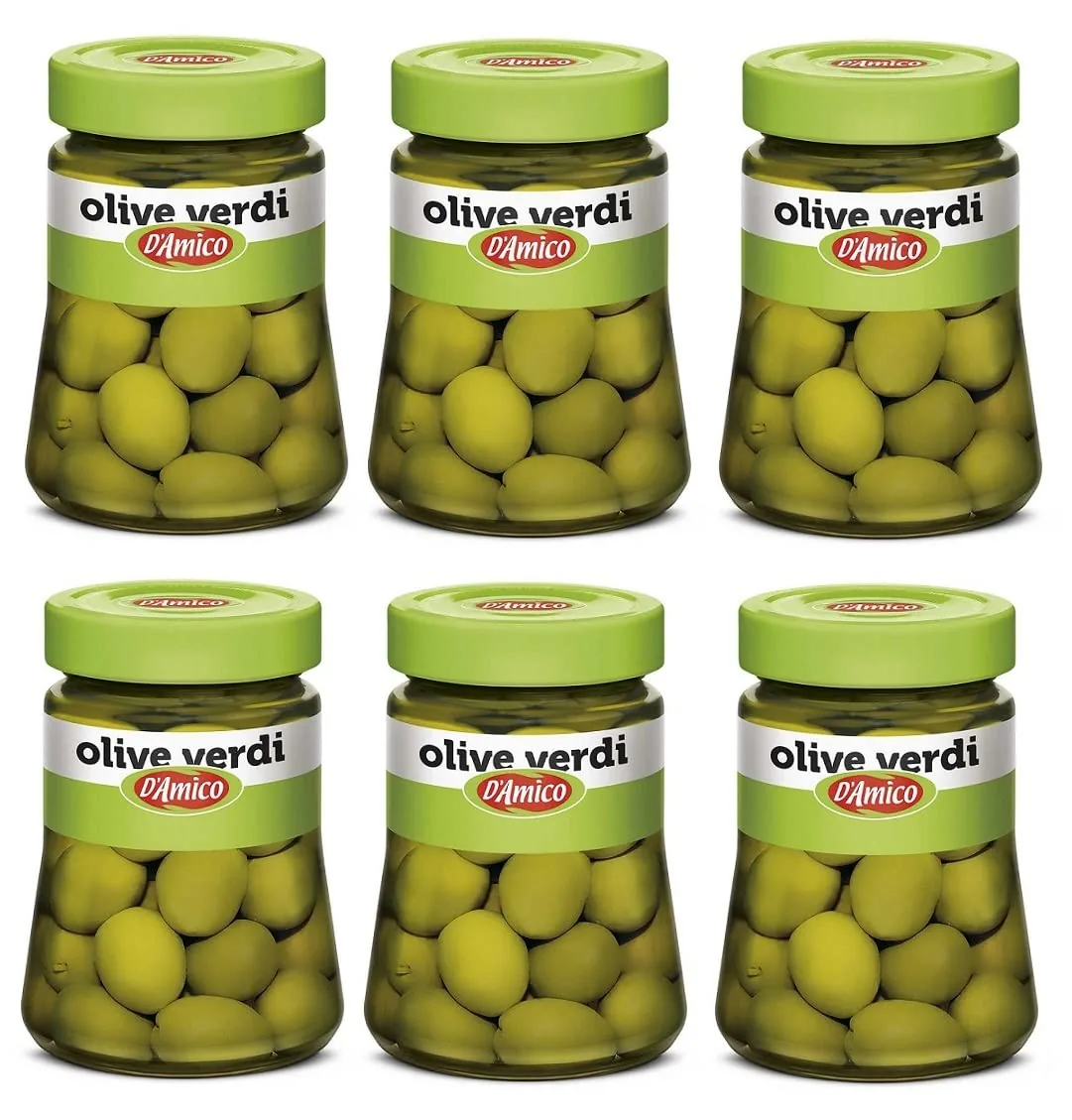 6 X D'amico Olive Verdi En Salamoia Olives Vertes En Saumure 300 G