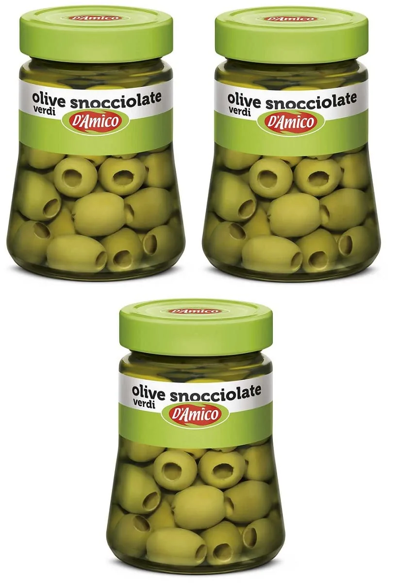 3 X D'amico Olive Verdi Snocciolate À Salamoia Olives Vertes Dénoyautées En Saumure 290 G