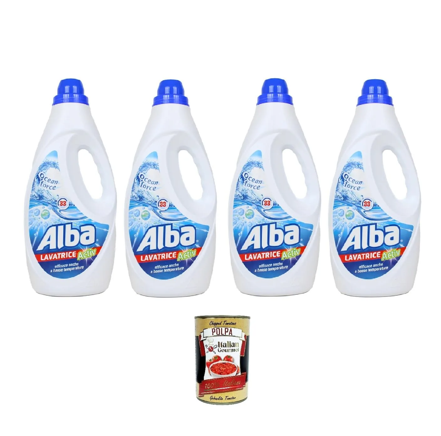 Alba Lavatrice Active Ocean Force Lessive Liquide 33 Lavages 4 X 1850 Ml + Italian Gourmet Polpa 400 G