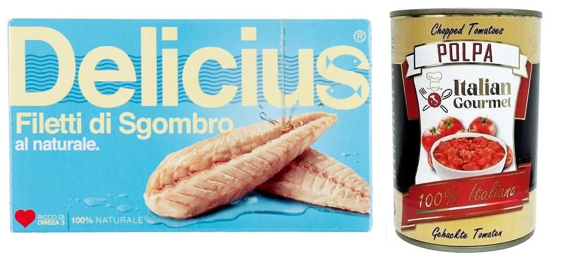 Delicius Filetti Di Sgombro Al Naturale Lot De 25 Filets De Maquereau Naturels Riches En Oméga 3, Poisson Bleu De Haute Qualité, 125 G + Boîte De 400 G