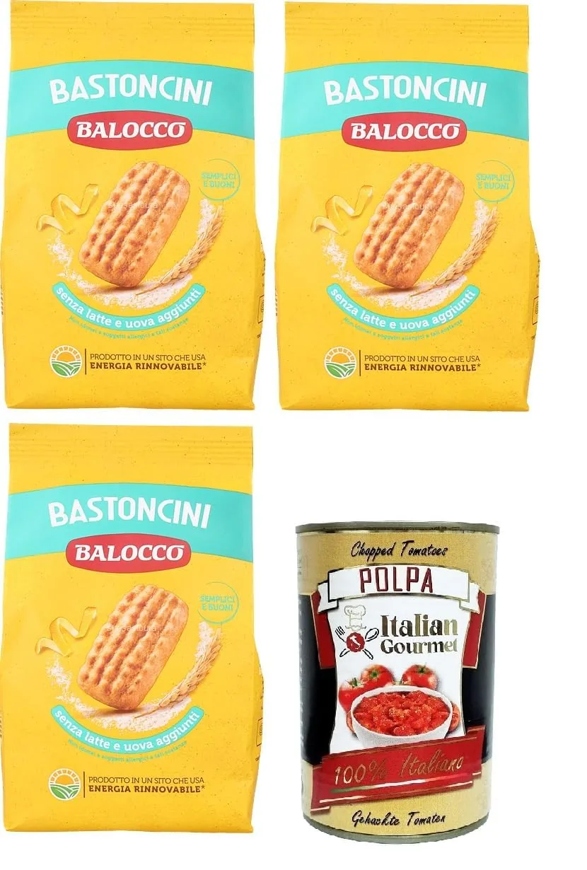 Balocco Bastoncini Biscotti Avec Une Note De Citron Pour Le Petit Déjeuner 3x 350g Cookies Biscuits + Italian Gourmet Polpa 400g