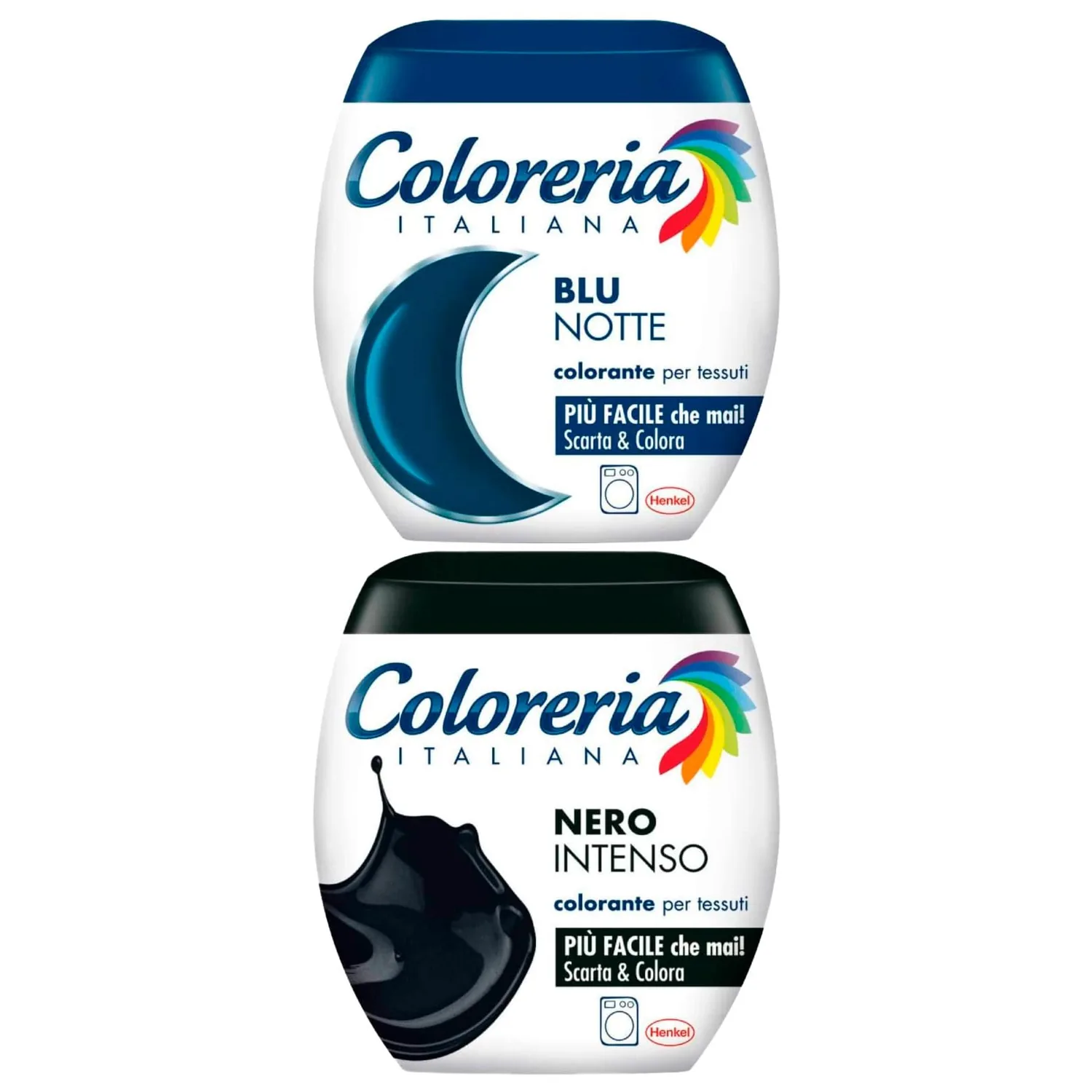 Coloreria Italiana Colorant Pour Tissus En Machine Couleur Noire Intense Formule Tout En Un + Colorerie Italienne Couleur Bleu Nuit Pour Coton Lin Et Viscose – 2 Paquets Unidoses