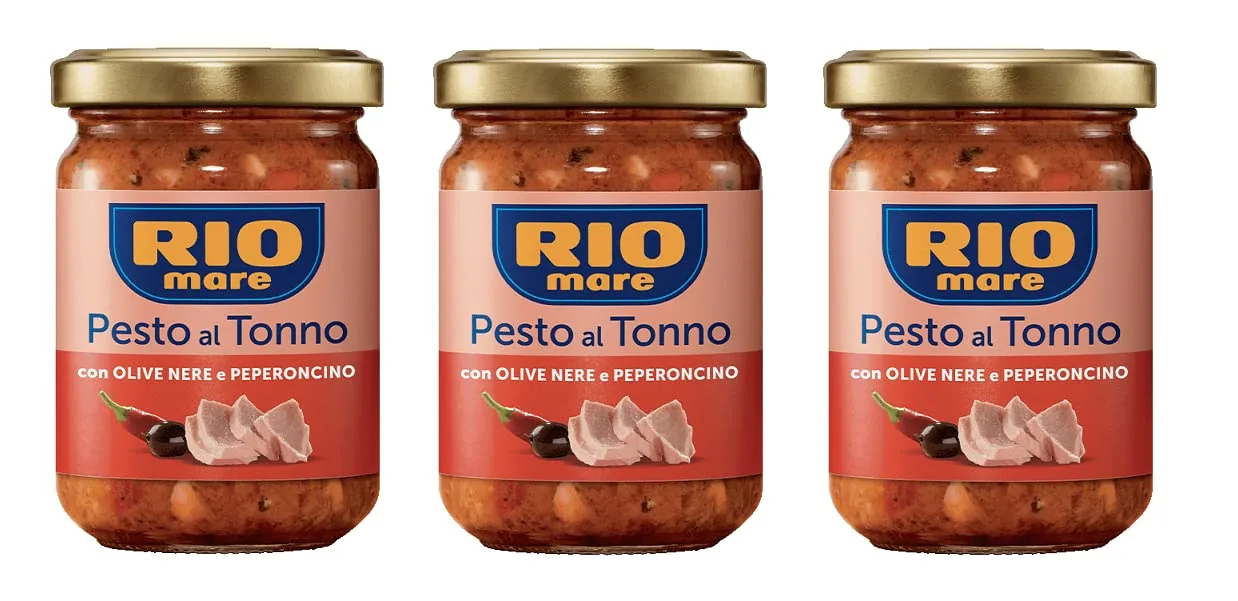 3x Rio Mare Pesto Al Tonno Con Olive Nere E Peperoncino Pesto Thon Avec Olives Noires Et Piment 130 G