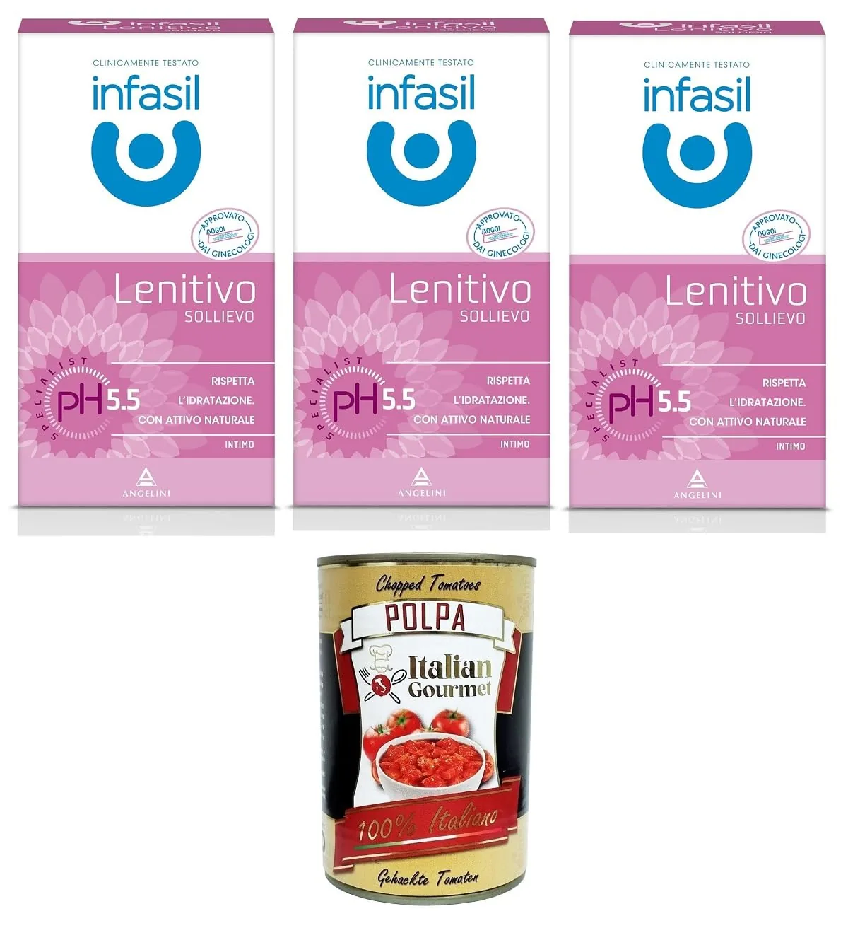 Infasil Intimo Lenitivo Ph Specialist Con Attivo Nettoyant Intime Apaisant Naturel Ph Specialist Avec Ingrédient Actif Naturel 3 X 200 Ml + Polpa Italien Gourmet 400 G