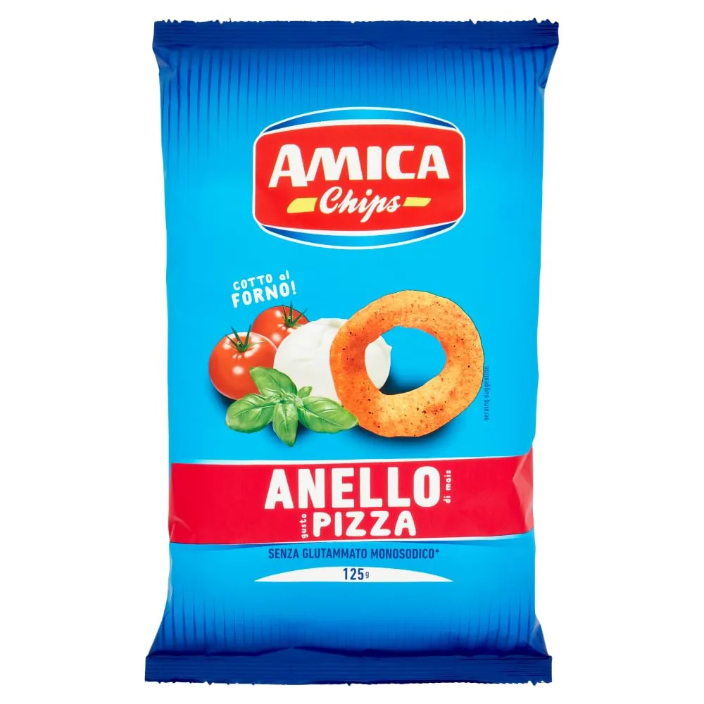 Amica Chips Anello Pizza Lot De 15 Collations De Maïs Avec Goûts À Pizza, Collation Salée 125 G
