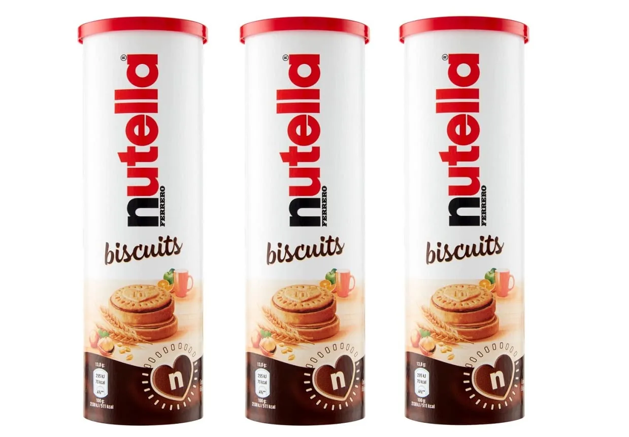 3 Biscuits Ferrero Nutella Biscuits Biscotto Con Un Cremoso Cuore Di Nutella Avec Cookies Crémeux En Forme De Cœur Nutella, Tube De 166 G