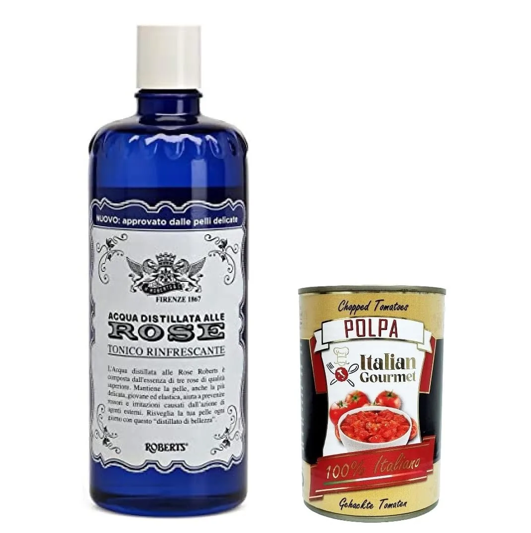 12 X Acqua Alle Rose, Tonico Viso, Bouche Faciale Avec Eau Distillée Aux Roses – Formule Rafraîchissante Aux Propriétés Hydratantes Et Radieuses, 300 Ml + Polpa Italien Gourmet 400 G