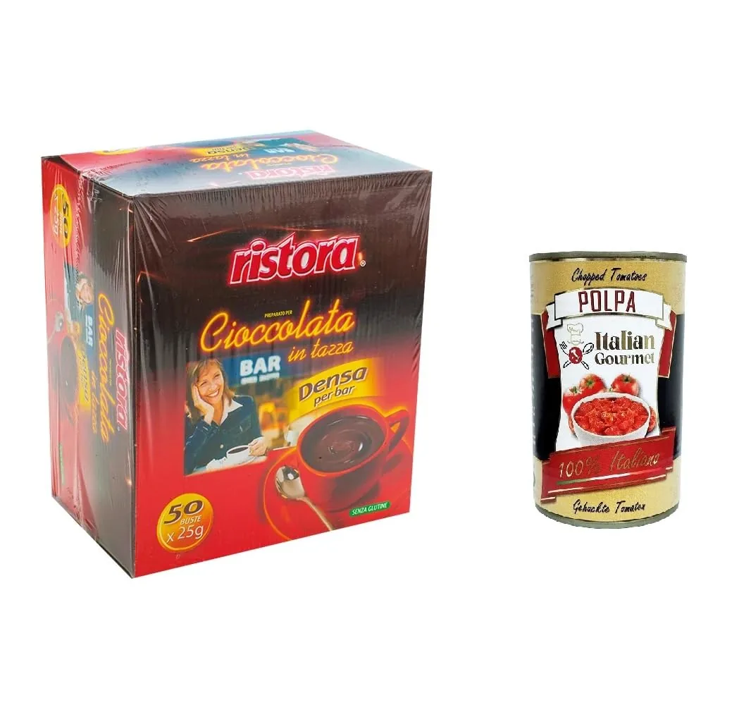 Ristora Prepatato Per Cioccolata Calda In Tazza, Denso Come Al Bar Préparation Pour Chocolat Chaud Dans La Tasse, Dense Comme Sur La Boîte De Bar 50 X 25 G + Italian Gourmet Polpa 400 G