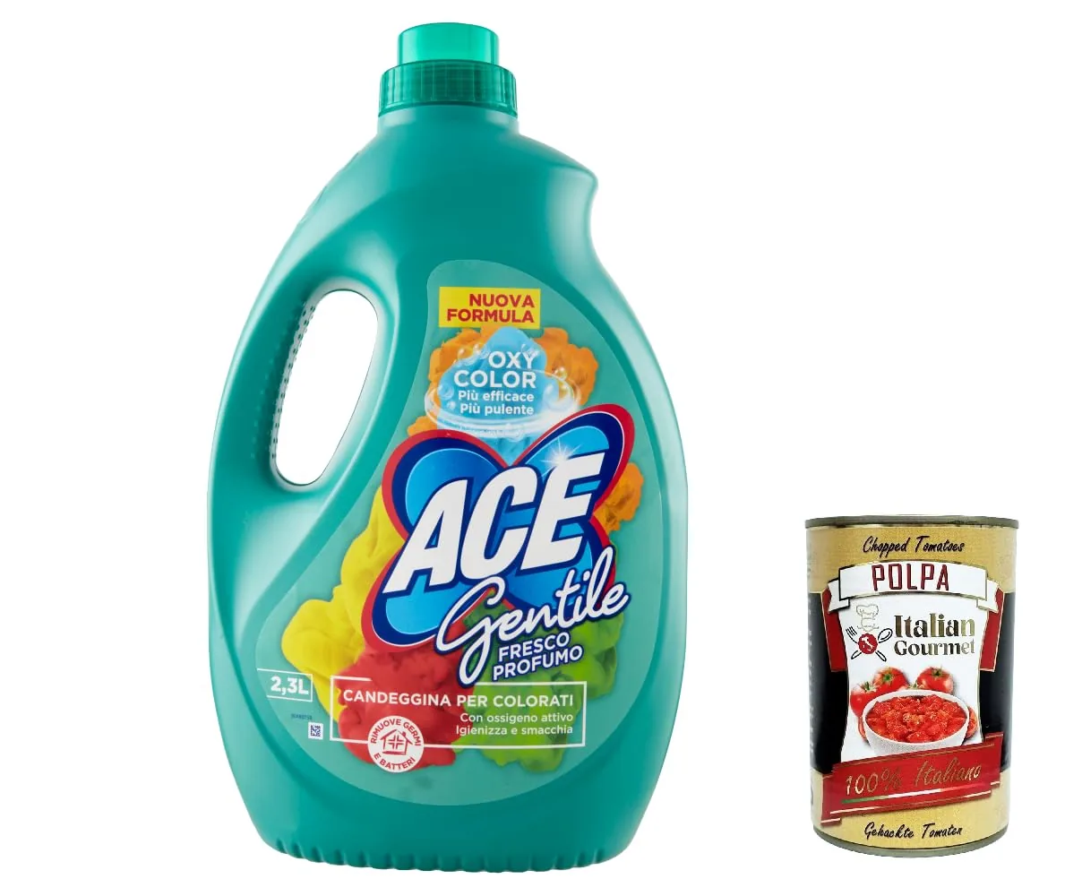 Ace Candeggina Gentile Bleach, Delicate Agent De Blanchiment Fin Pour Produits Colorés Et Délicats 2,3 L + Polpa Italien Gourmet 400 G