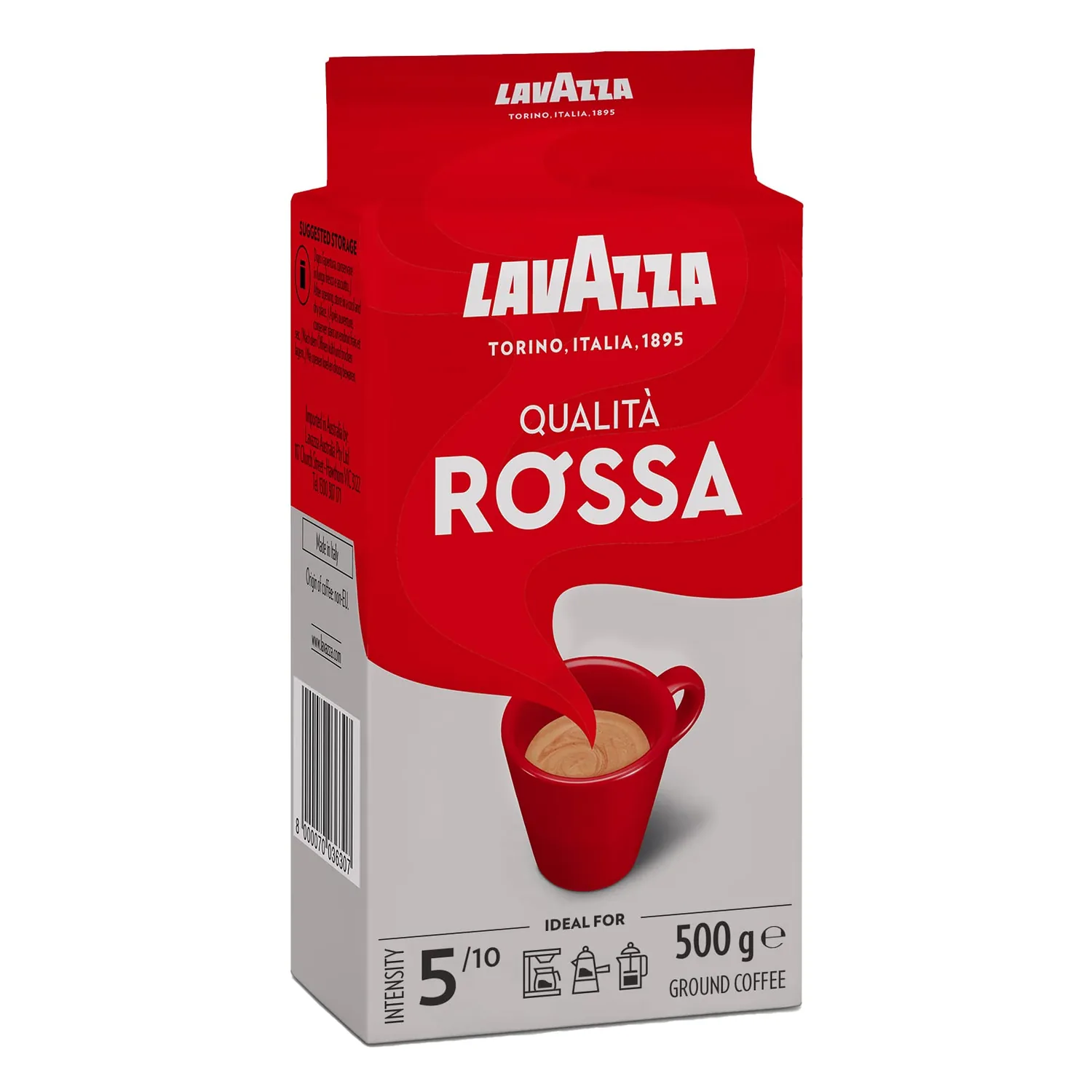 Lavazza Café Qualita Rossa, Café Moulu, Expresso Pour Cappuccino Et Latte Macchiato, 500 G
