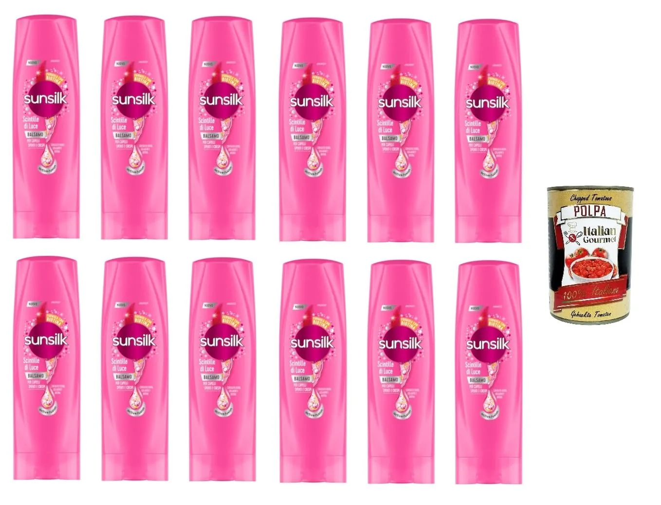 Sunsilk Balsamo Scintille Di Luce Lot De 12 Baumes Sparkles Of Light 200 Ml + Polpa Italien Gourmet 400 G