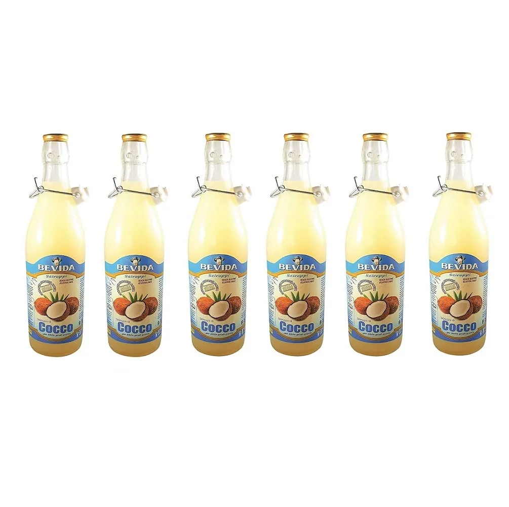 Bevida Sciroppo Di Cocco Lot De 6 Bouteilles En Verre Sirop De Coco 1 L Idéal Pour Les Boissons, La Glace Et La Boue