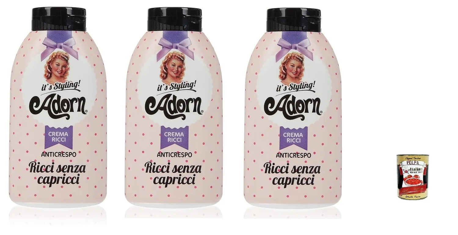Adorn Vintage Supreme Lot De 3 Crèmes Anti-Frisottis Effet Ml. 200 + Polpa Gourmet Italien 400 G