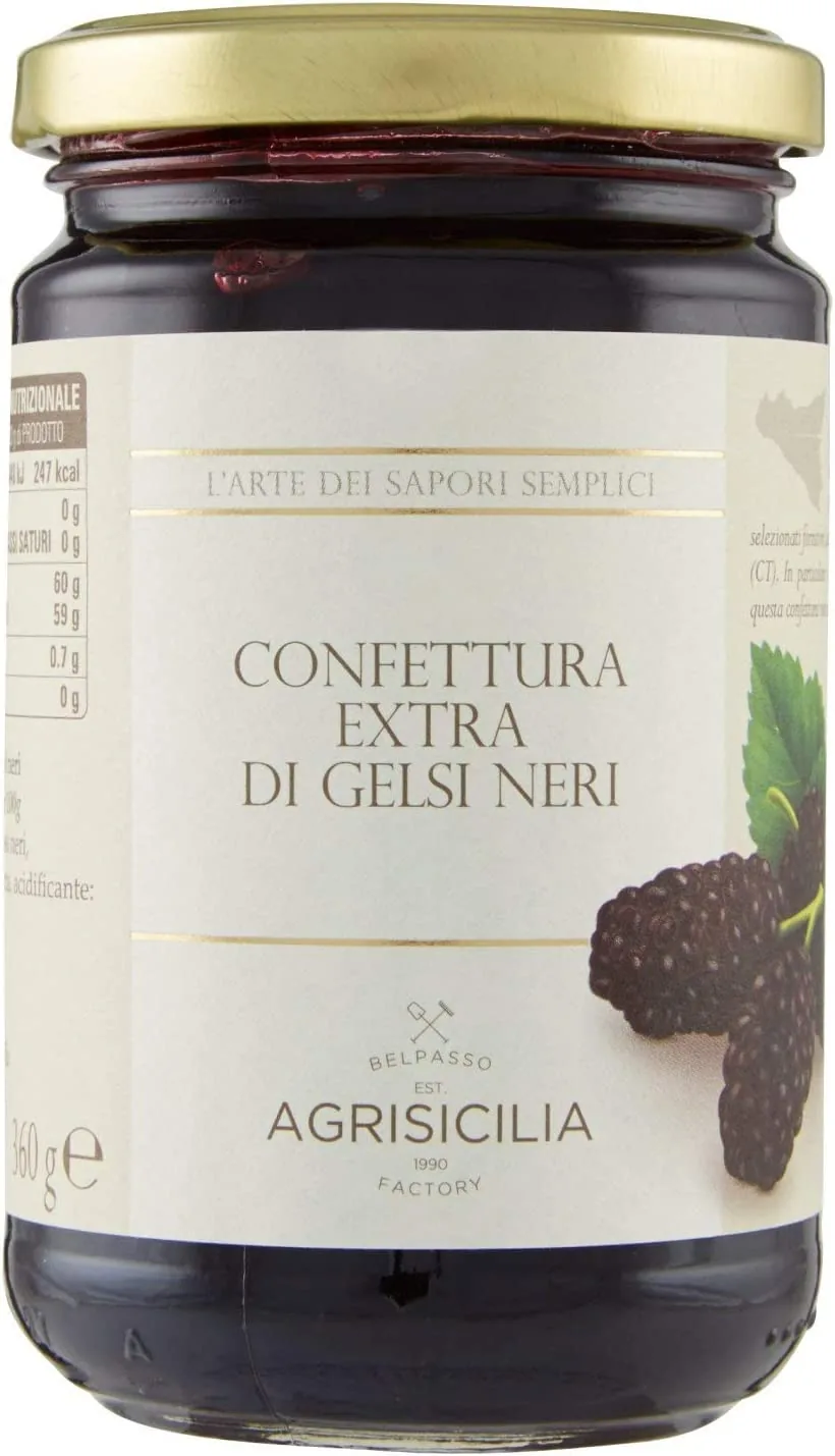 Agrisicilia Confettura Extra Di Gelsi Neri Confiture Supplémentaire De Mulberries Noires - 6 X 360 G