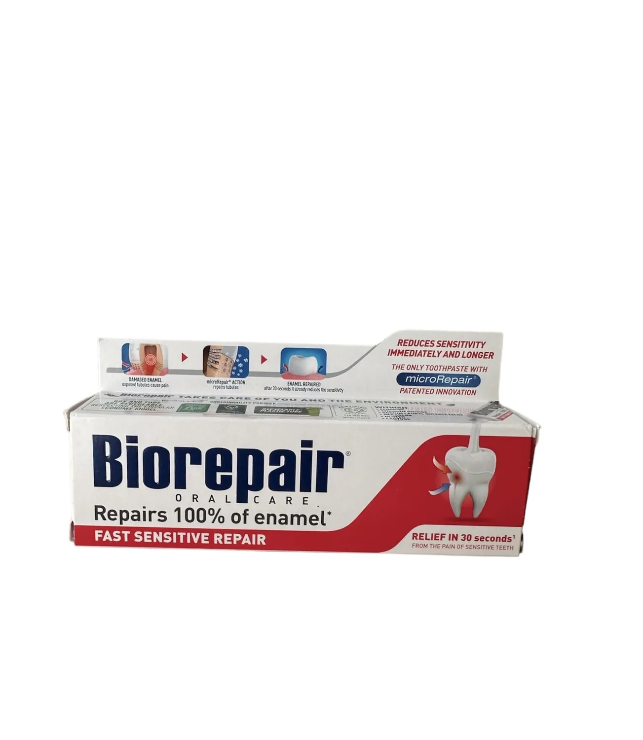 3pcs Biorepair Rapide Sensible Dentifrice 75ml (Pack De Trois) Protection & Réparation De Acide Érosion Et Plaque Sans Danger Pour Totalité Famille