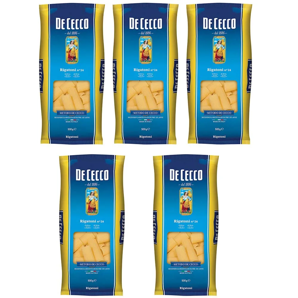 5 X De Cecco Rigatoni Italian Pâte N° 24. 500 G