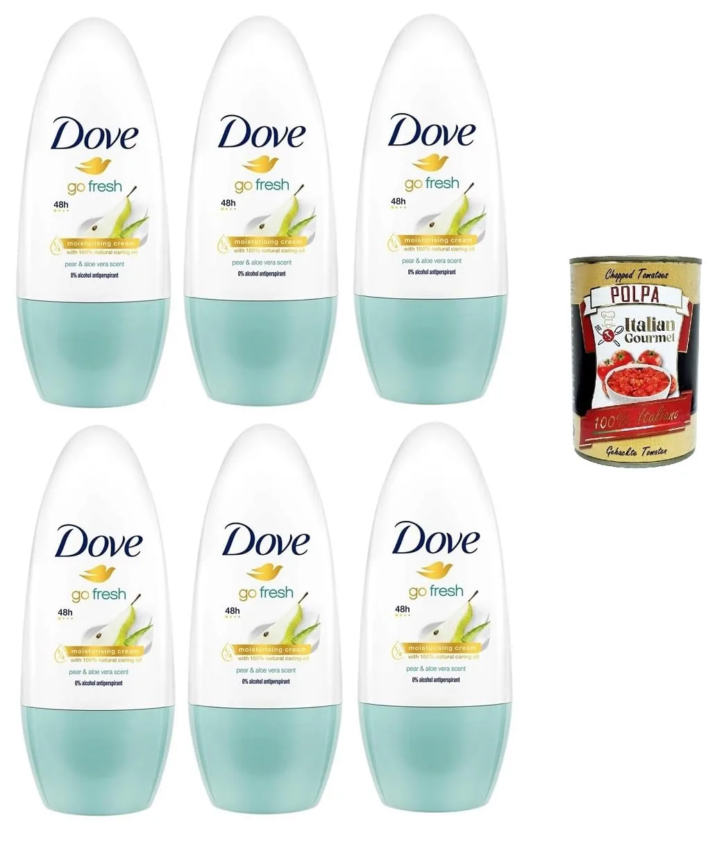 Dove Go Fresh Lot De 6 Déodorants Roll-On À L'aloe Et À La Poire Protection 48h + Italian Gourmet Polpa 400 G