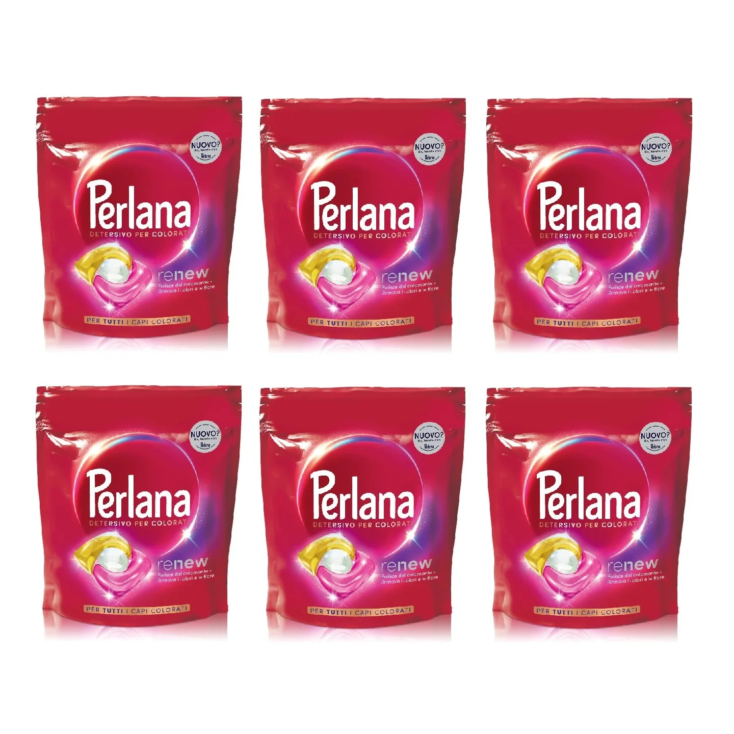 6 X Perlana Renew Coloré All In 1 Caps Lessive En Capsules Pour Machine À Laver – 6 Boîtes De 20 Capsules