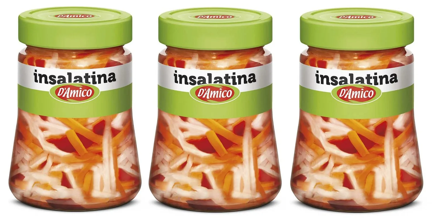 3 X D'amico Insalatina Aromatizzata All'aceto Di Vino Salade Aromatisée Au Vinaigre De Vin 300 G Mélange De Légumes