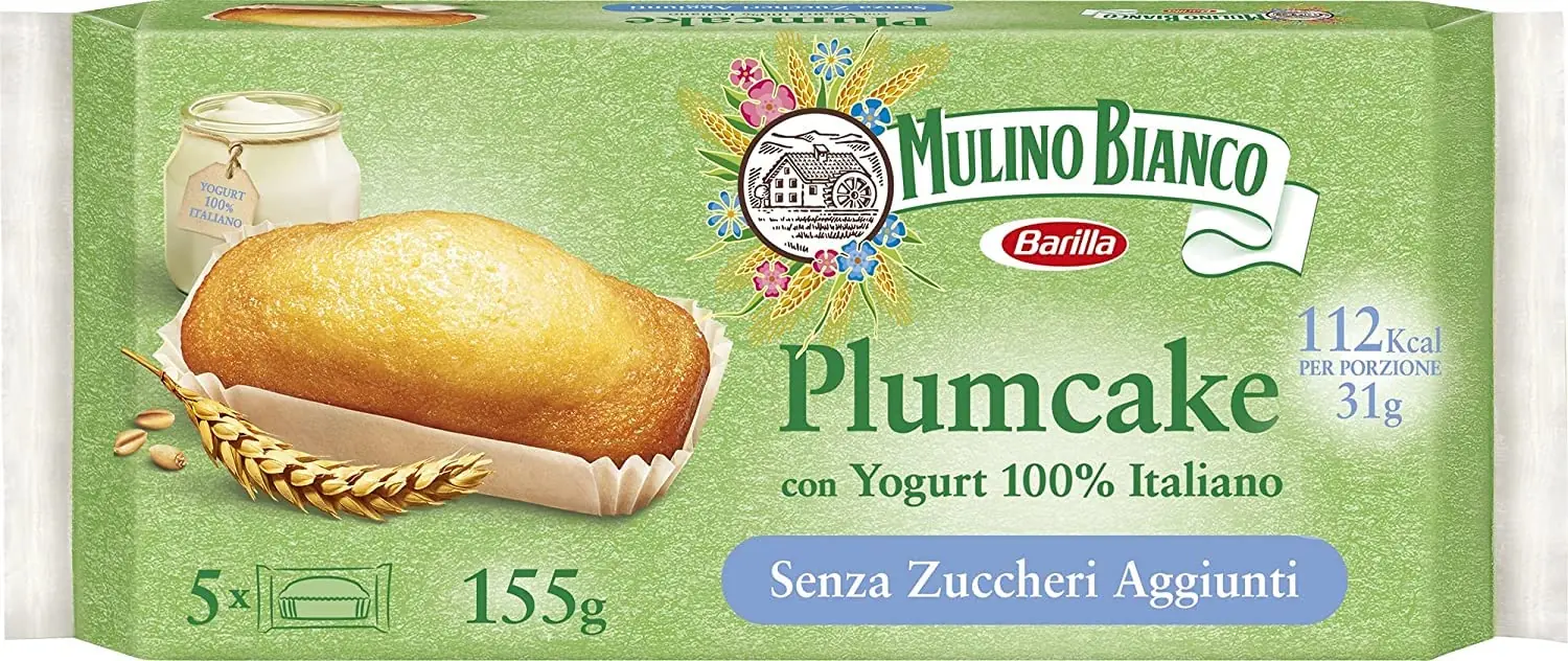 3 X Mulino Bianco Plumcake Senza Zuccheri Aggiunti Con Yogurt 100 % Italiano Gâteau Aux Prunes Sans Sucre Ajouté Avec Yogourt Gâteau Doux Snack 190 G