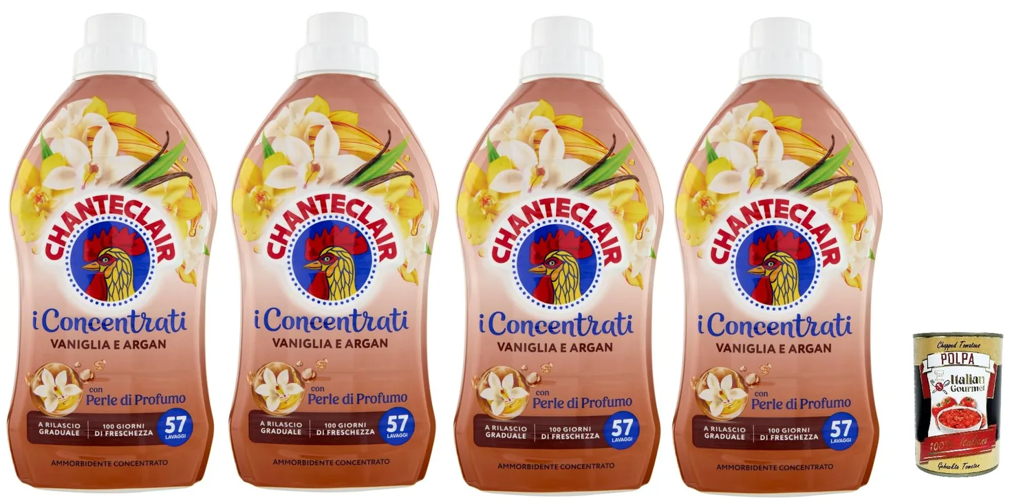 Chante Clair, I Concentrati Ammorbidente Vaniglia E Argan, Adoucissant À La Vanille Et À L'argan 4 X 1140 Ml Parfum Longue Durée 57 Lavages & Itlaian Gourmet Polpa 400 G