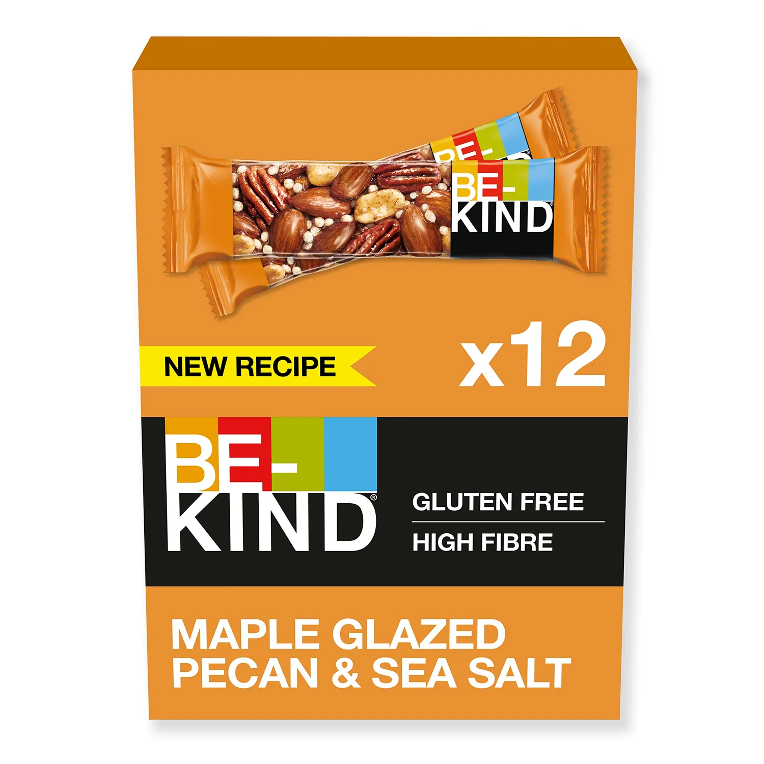 Be-Kind - Barres De Céréales - Noix De Pécan, Sirop D'érable & Sel Marin - Sans Gluten - Riches En Fibres - Grand Format - 12 X 40g