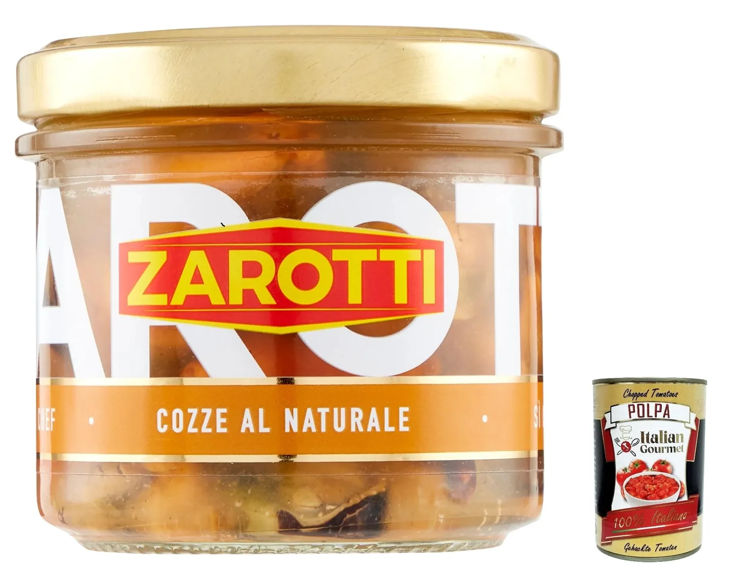Zarotti Cozze Al Natural Lot De 3 Moules En Verre Infusion 140 G + Italian Gourmet Polpa 400 G