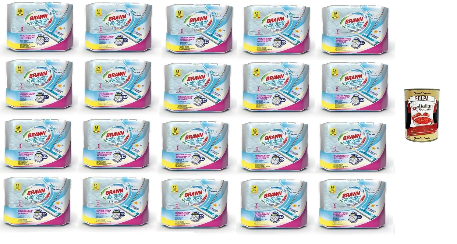 Brawn Acciuffapolvere Lot De 20 Paquets De 14 Lingettes Absorbantes À La Poussière, Idéales Pour Toutes Les Surfaces, Parfum Floral, À L'huile De Neem, À L'huile De Lavande Et Au Géranium + Italian