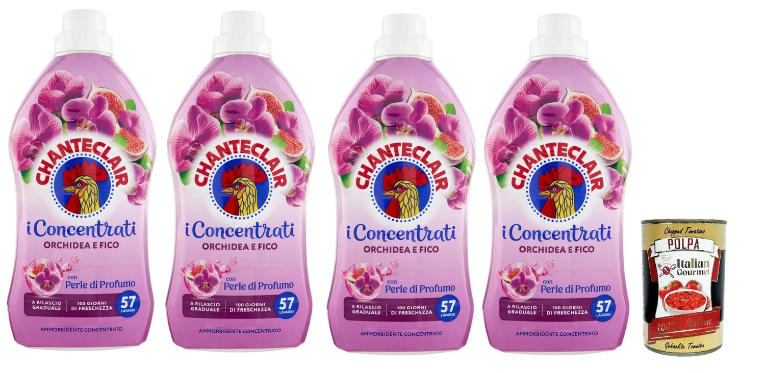 Chante Clair, I Concentrati Ammorbidente Ammorbidente E Fico, Adoucissant Avec Orchidée Et Fig 4 X 1140 Ml Parfum Longue Durée 57 Lavages + Itlaian Gourmet Polpa 400 G