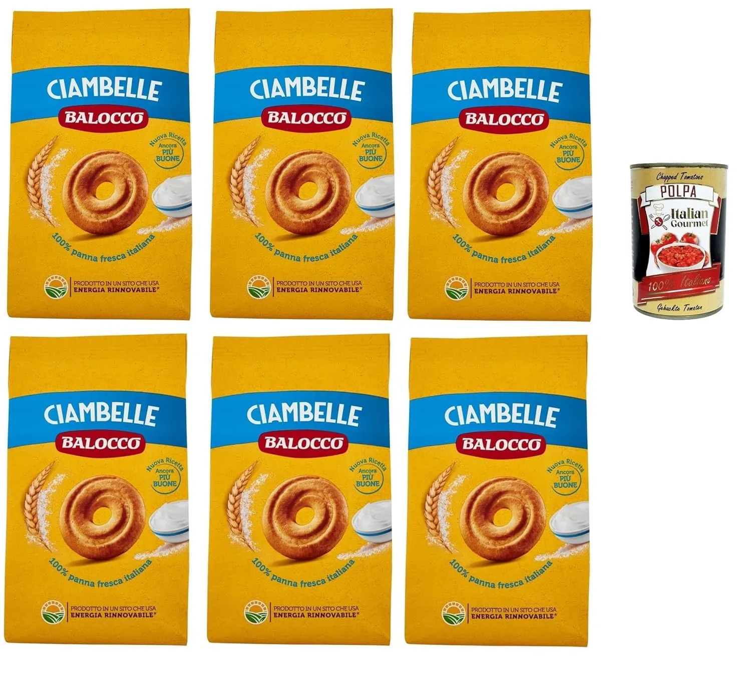 Balocco Ciambelle Biscotti, Biscuits Pour Le Petit Déjeuner, 6x 350g Biscuits Cookies For Breakfast + Italian Gourmet Polpa 400g