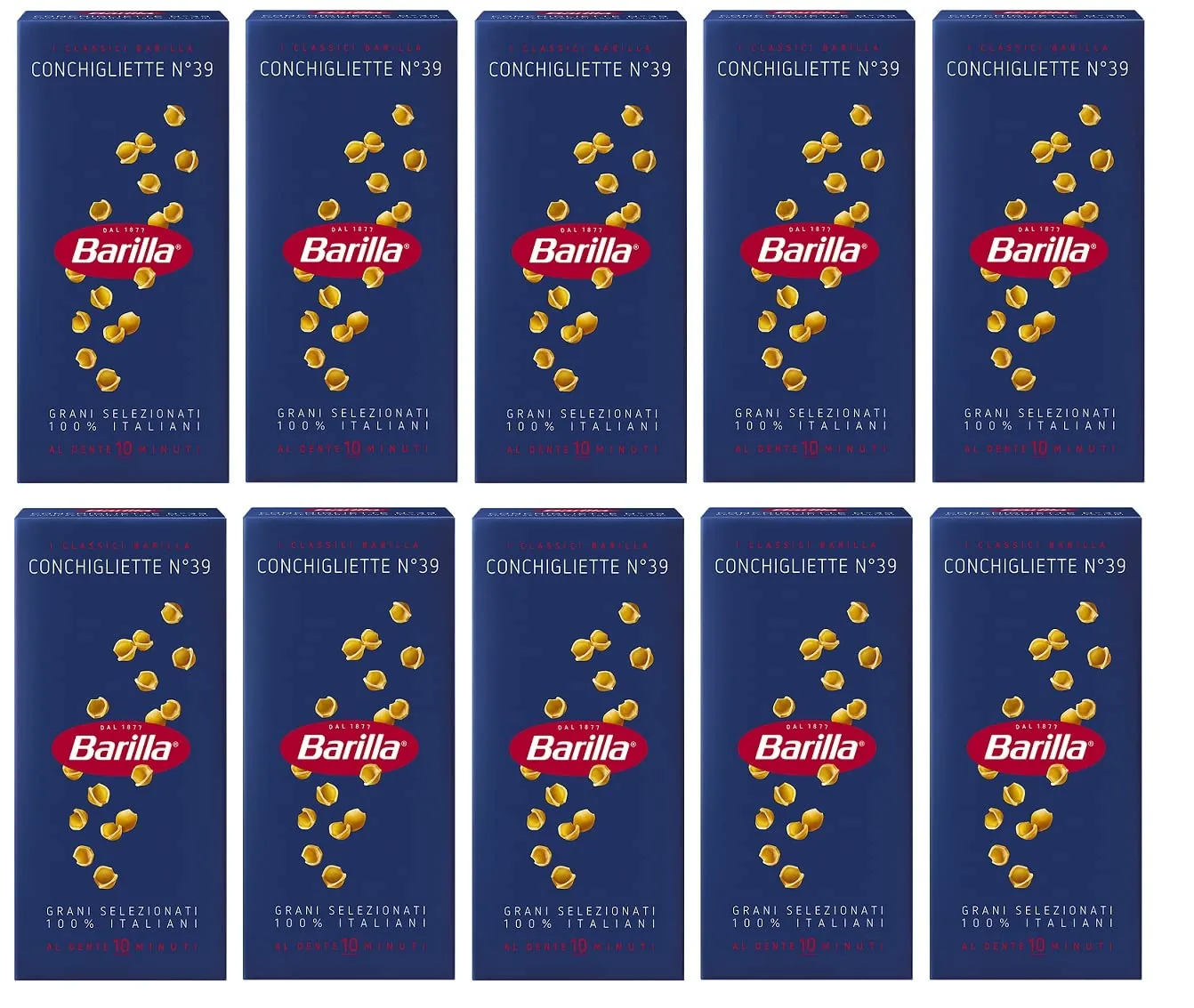 10 X Barilla Conchigliette No. 39 Italian Pâte 500 G