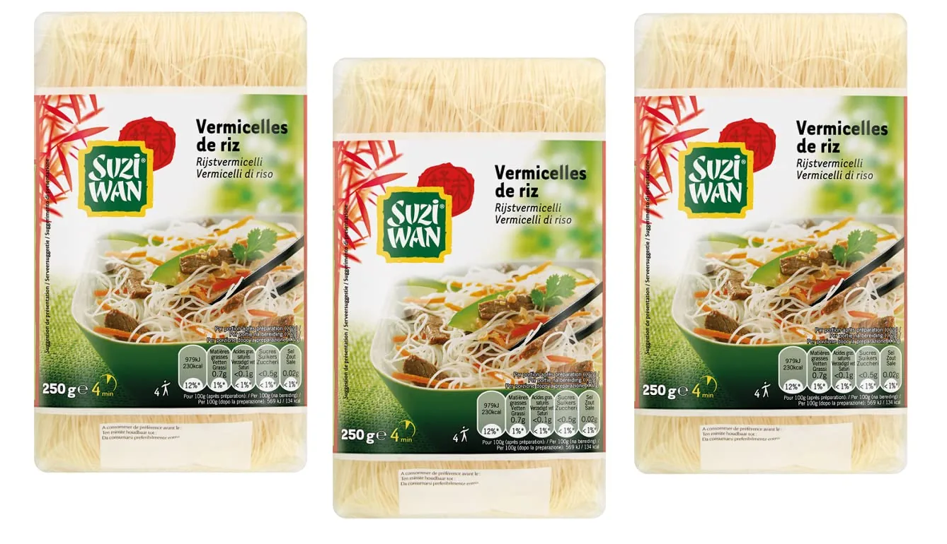 Suzi Wan Vermicelli Di Riso Lot De 3 Nids De Nouilles De Riz En Farine De Riz 250 G