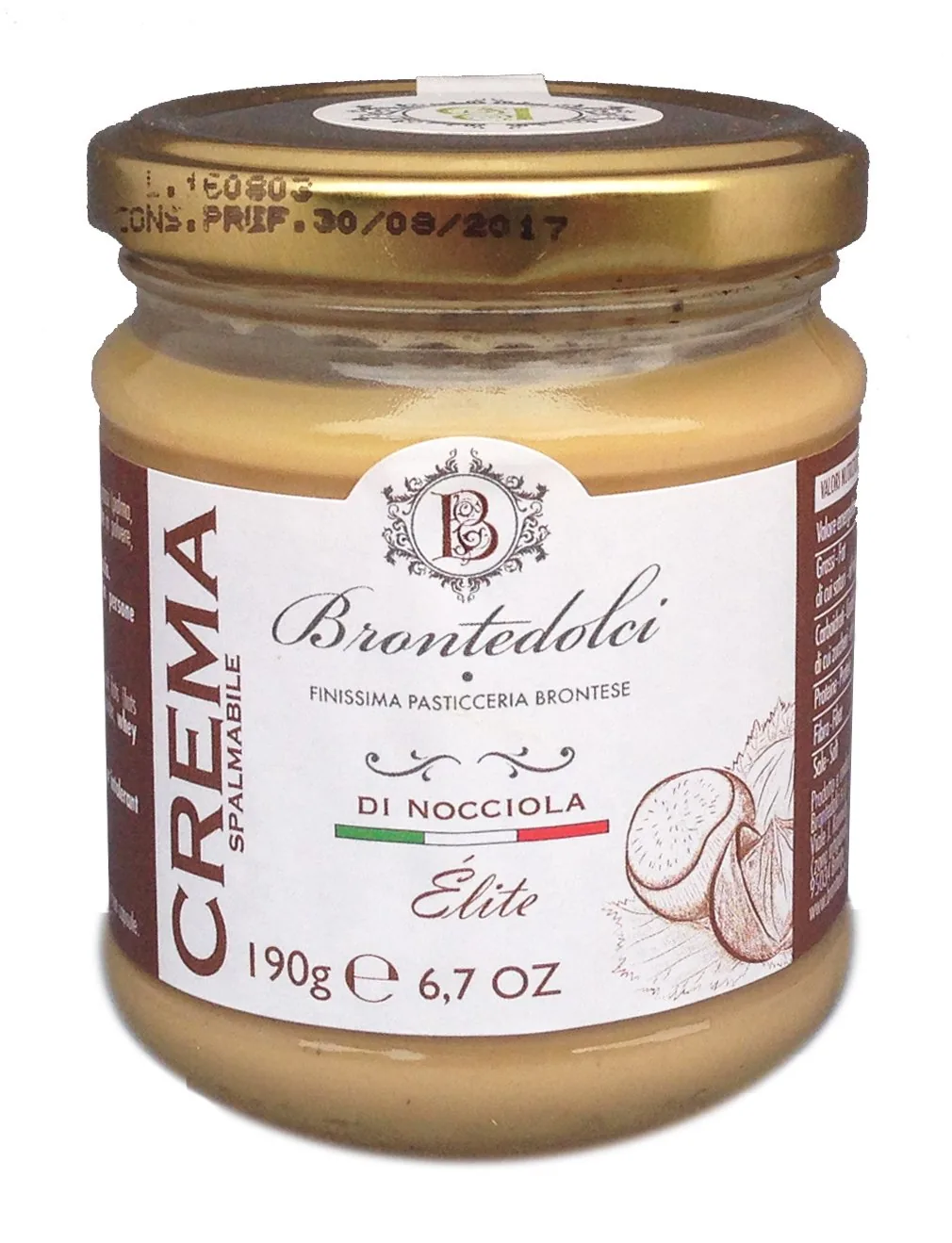 Brontedolci - Crème De Noisette - 40% De Noisette - 190g