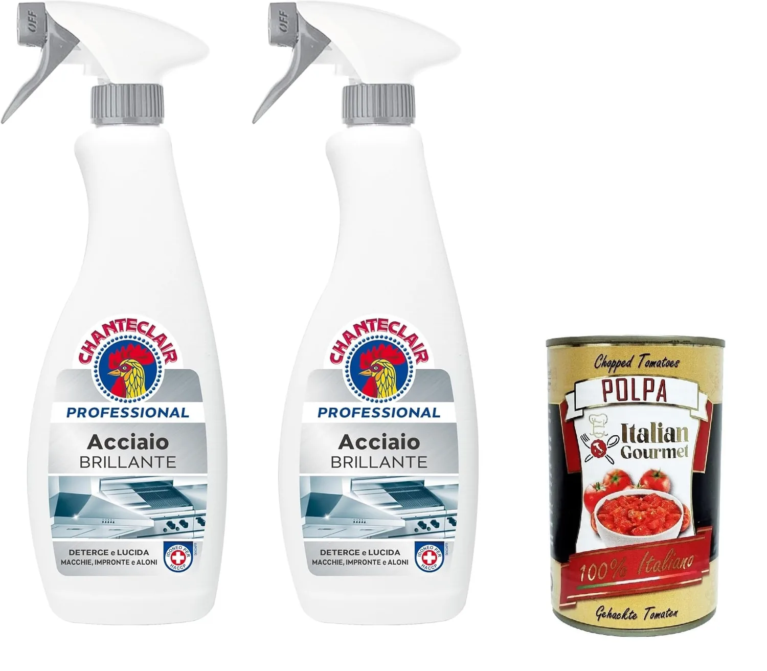 Chanteclair Professional Acciaio Acier Brillant 2 X 700 Ml + Italian Gourmet Polpa 400 G